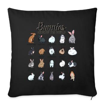 Rabbits of the World - Rabbit Breeds - Sofa pillowcase 17,3'' x 17,3'' (45 x 45 cm) - black - Front