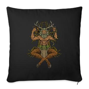 Dieu de la mythologie celtique - Cernunnos - Housse de coussin décorative 45 x 45 cm - noir - Devant