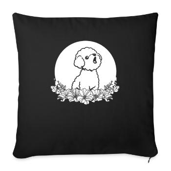Bichon Frize Wild Floral Moon - Sofa pillowcase 17,3'' x 17,3'' (45 x 45 cm) - black - Front