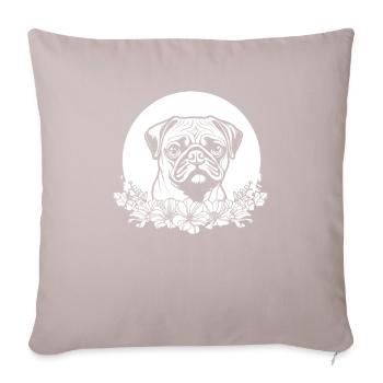 Pug Dog Wild Floral Moon - Sofa pillowcase 17,3'' x 17,3'' (45 x 45 cm) - light taupe - Front