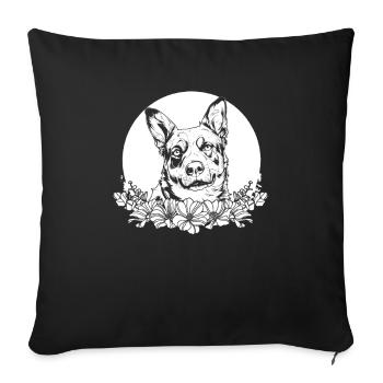 Australian Cattle Dog Wild Flowers - Sofa pillowcase 17,3'' x 17,3'' (45 x 45 cm) - black - Front