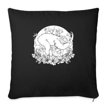 Faultier Wilde Blumen Floral Moon - Sofakissenbezug 45 x 45 cm - Schwarz - Vorne