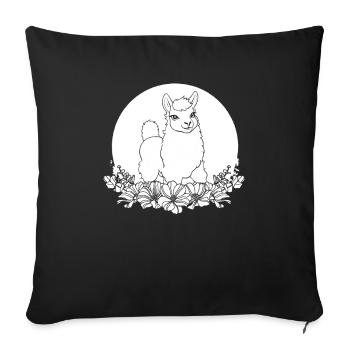 Lama Llama Wilde Blumen Floral Moon - Sofakissenbezug 45 x 45 cm - Schwarz - Vorne