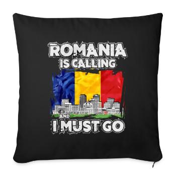 Roumanie - Housse de coussin décorative 45 x 45 cm - noir - Devant