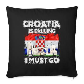 Croatie (Hrvatska) - Housse de coussin décorative 45 x 45 cm - noir - Devant