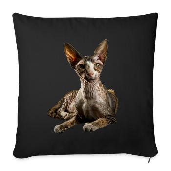 Cornish Rex - Sofakissenbezug 45 x 45 cm - Schwarz - Vorne