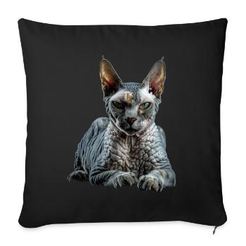 Devon Rex - Sofa pillowcase 17,3'' x 17,3'' (45 x 45 cm) - black - Front