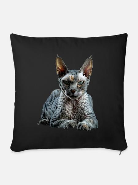 Devon Rex - Sofakissenbezug 45 x 45 cm - Schwarz