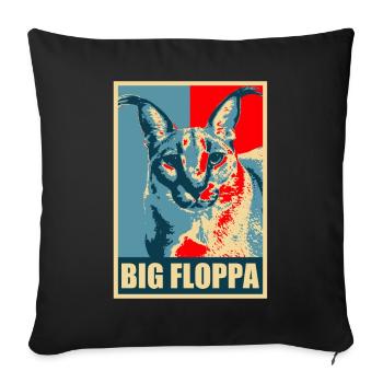 Big Floppa Karakal Cat Meme - Housse de coussin décorative 45 x 45 cm - noir - Devant