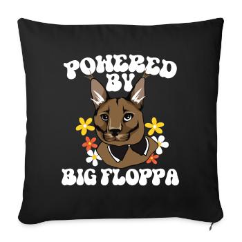 Powered by Big Floppa Caracal - Sofa pillowcase 17,3'' x 17,3'' (45 x 45 cm) - black - Front