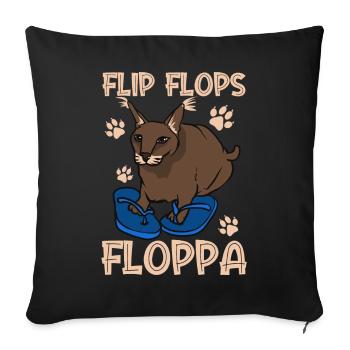 Big Floppa Karakal Cat Meme - Housse de coussin décorative 45 x 45 cm - noir - Devant