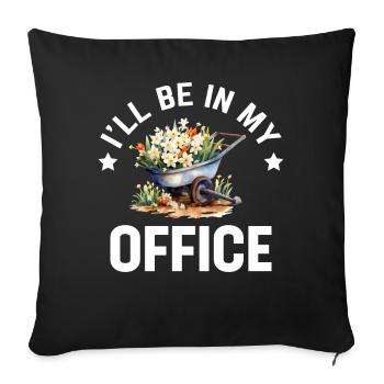 I'll be in my office the Garden Work with Flowers - Sofa pillowcase 17,3'' x 17,3'' (45 x 45 cm) - black - Front