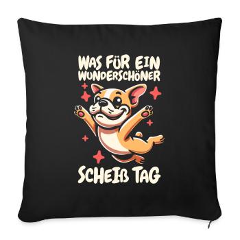 Bouledogue français Belle journée - Housse de coussin décorative 45 x 45 cm - noir - Devant