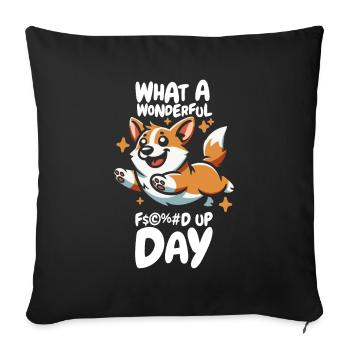 Corgi Fucked Up Day - Sofa pillowcase 17,3'' x 17,3'' (45 x 45 cm) - black - Front