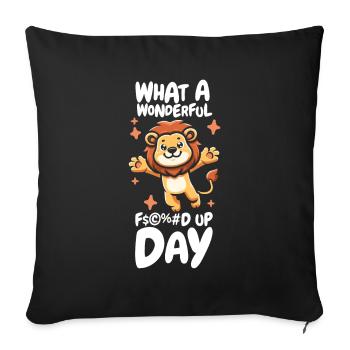 Lion Fucked Up Day - Sofa pillowcase 17,3'' x 17,3'' (45 x 45 cm) - black - Front
