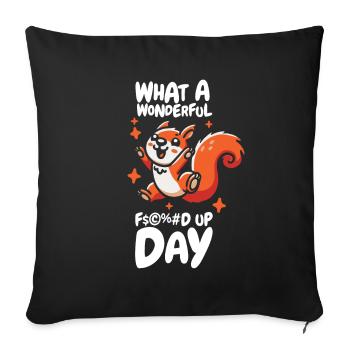 Squirrel Fucked Up Day - Sofa pillowcase 17,3'' x 17,3'' (45 x 45 cm) - black - Front