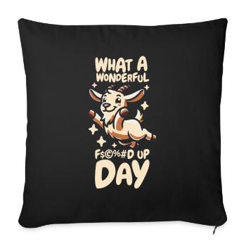 Goat Fucked Up Day - Sofa pillowcase 17,3'' x 17,3'' (45 x 45 cm) - black - Front