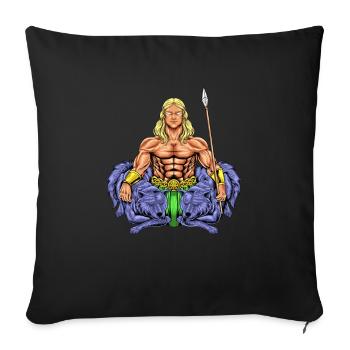 Dieu de la mythologie celtique - Nodens - Housse de coussin décorative 45 x 45 cm - noir - Devant