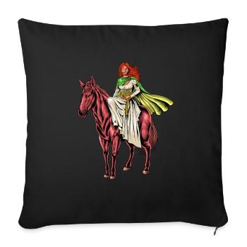 Dieu de la mythologie celtique - Epona - Housse de coussin décorative 45 x 45 cm - noir - Devant