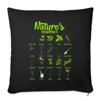 Pouvoirs de guérison de la nature - herbes - Housse de coussin décorative 45 x 45 cm - noir - Devant