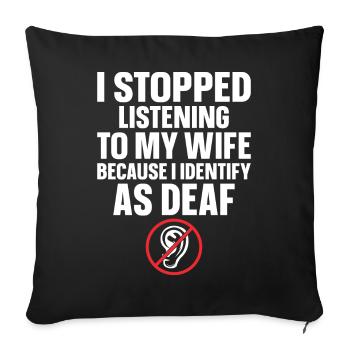 Deaf Pride ASL Sign Language - Sofa pillowcase 17,3'' x 17,3'' (45 x 45 cm) - black - Front