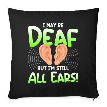 Deaf Pride ASL Gebärdensprache - Sofakissenbezug 45 x 45 cm - Schwarz - Vorne