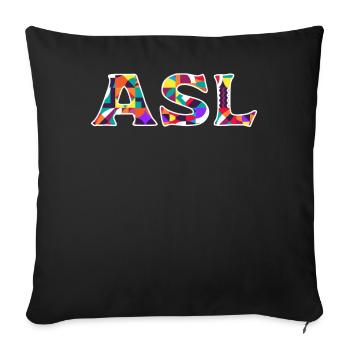 Deaf Pride ASL - Sofa pillowcase 17,3'' x 17,3'' (45 x 45 cm) - black - Front