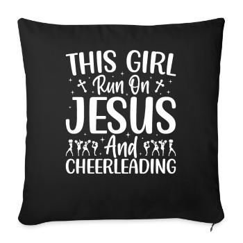 Girl running on Jesus and cheerleading cheerlea - Sofa pillowcase 17,3'' x 17,3'' (45 x 45 cm) - black - Front