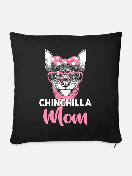 Chinchilla Mama Lustige Tierhalterin - Sofakissenbezug 45 x 45 cm - Schwarz