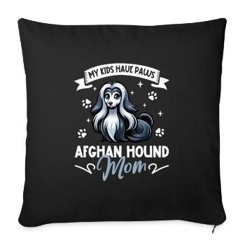 Maman lévrier afghan - Housse de coussin décorative 45 x 45 cm - noir - Devant