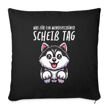 Husky de Sibérie Belle Journée - Housse de coussin décorative 45 x 45 cm - noir - Devant
