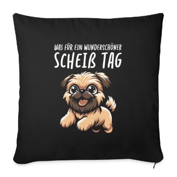 Bruxelles Griffon Belle journée - Housse de coussin décorative 45 x 45 cm - noir - Devant