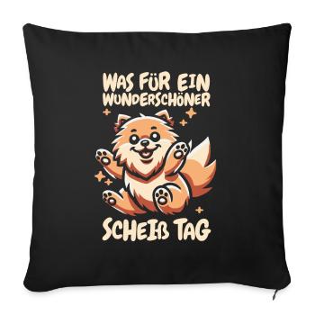 Pomeranian Beautiful Day - Sofa pillowcase 17,3'' x 17,3'' (45 x 45 cm) - black - Front