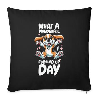 Beagle Fucked Up Day - Sofa pillowcase 17,3'' x 17,3'' (45 x 45 cm) - black - Front