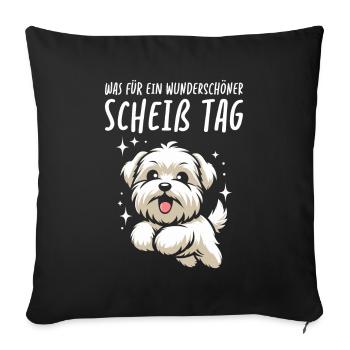 Wheaten Terrier Belle journée - Housse de coussin décorative 45 x 45 cm - noir - Devant