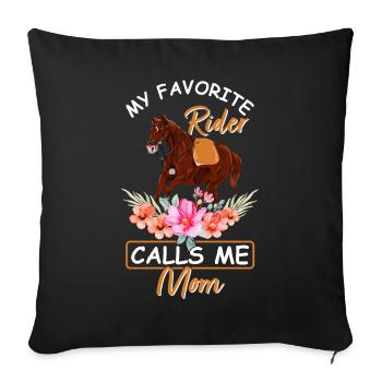 Rider Riding Riding Riding Rider m’appelle maman - Housse de coussin décorative 45 x 45 cm - noir - Devant