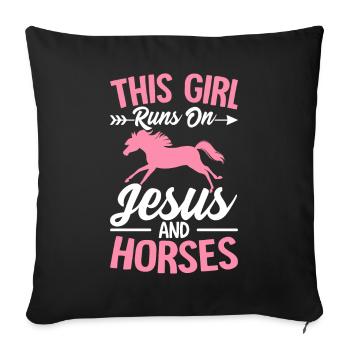 Cette fille marche sur Jésus Cavalier Cavalier - Housse de coussin décorative 45 x 45 cm - noir - Devant