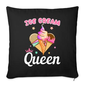 Ice Cream Queen Ice Cream Girl Cornet de crème glacée - Housse de coussin décorative 45 x 45 cm - noir - Devant