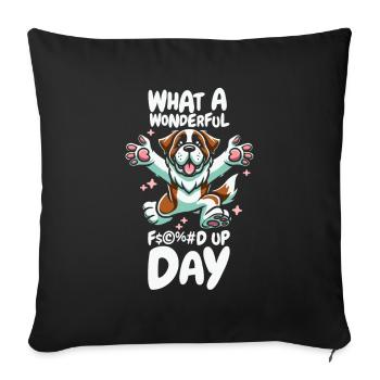 St. Bernard Fucked Up Day - Sofa pillowcase 17,3'' x 17,3'' (45 x 45 cm) - black - Front