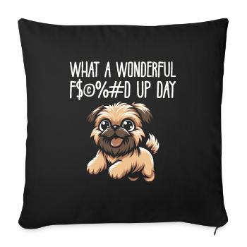 Journée Fucked Up du Griffon de Bruxelles - Housse de coussin décorative 45 x 45 cm - noir - Devant