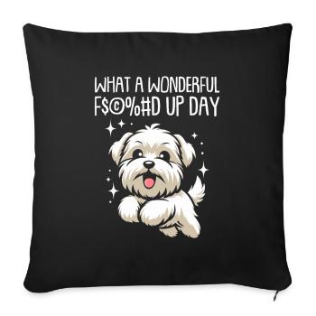 Wheaten Terrier Fucked Up Day - Housse de coussin décorative 45 x 45 cm - noir - Devant