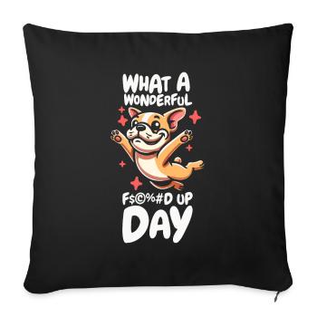 French Bulldog Fucked Up Day - Sofa pillowcase 17,3'' x 17,3'' (45 x 45 cm) - black - Front