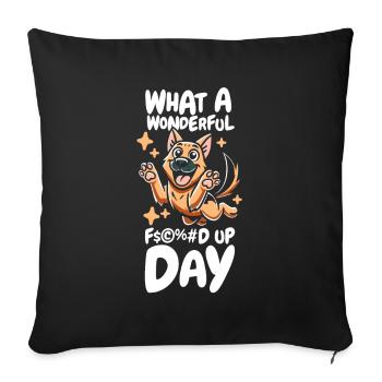 German Shepherd Fucked Up Day - Sofa pillowcase 17,3'' x 17,3'' (45 x 45 cm) - black - Front