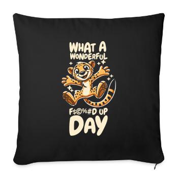 Cheetah Fucked Up Day - Sofa pillowcase 17,3'' x 17,3'' (45 x 45 cm) - black - Front