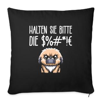 Pékinois, taisez-vous s’il vous plaît - Housse de coussin décorative 45 x 45 cm - noir - Devant