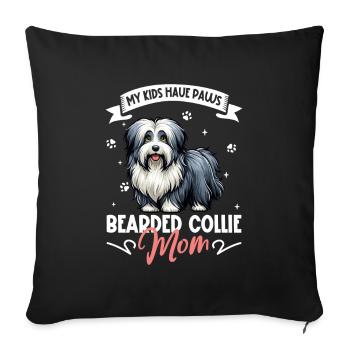 Maman Bearded Collie - Housse de coussin décorative 45 x 45 cm - noir - Devant