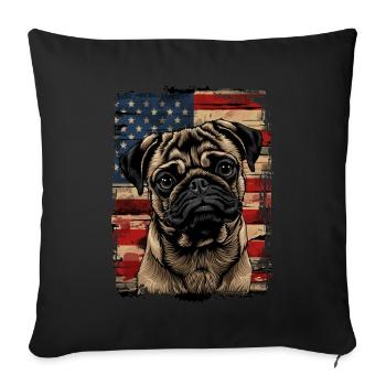 Pug America Usa - Sofa pillowcase 17,3'' x 17,3'' (45 x 45 cm) - black - Front