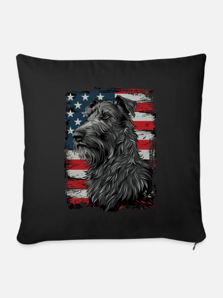 Schottischer Deerhound, Amerika Usa - Sofakissenbezug 45 x 45 cm - Schwarz