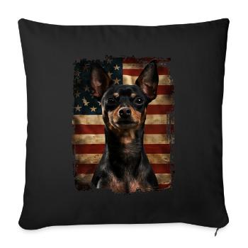 Pinscher nain Amérique États-Unis - Housse de coussin décorative 45 x 45 cm - noir - Devant