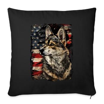 Vallhund suédois-Amérique États-Unis - Housse de coussin décorative 45 x 45 cm - noir - Devant